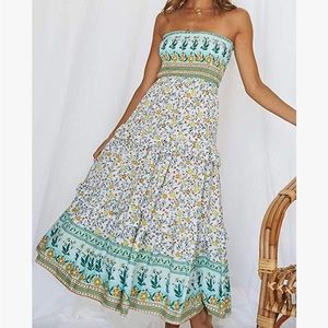 Floral Printed Maxi Dress - Large